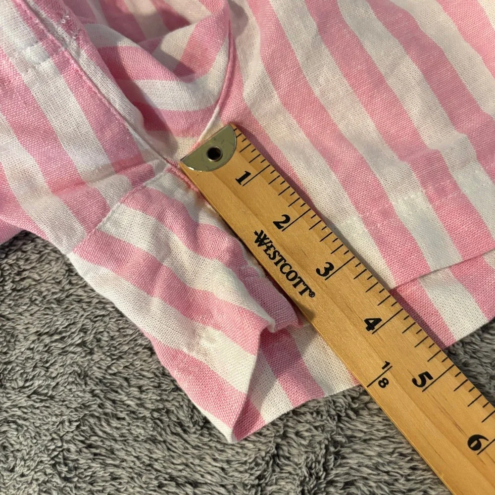 Old Navy Shorts Womens Coastal Pink White Striped Linen Blend Large Boho 21302